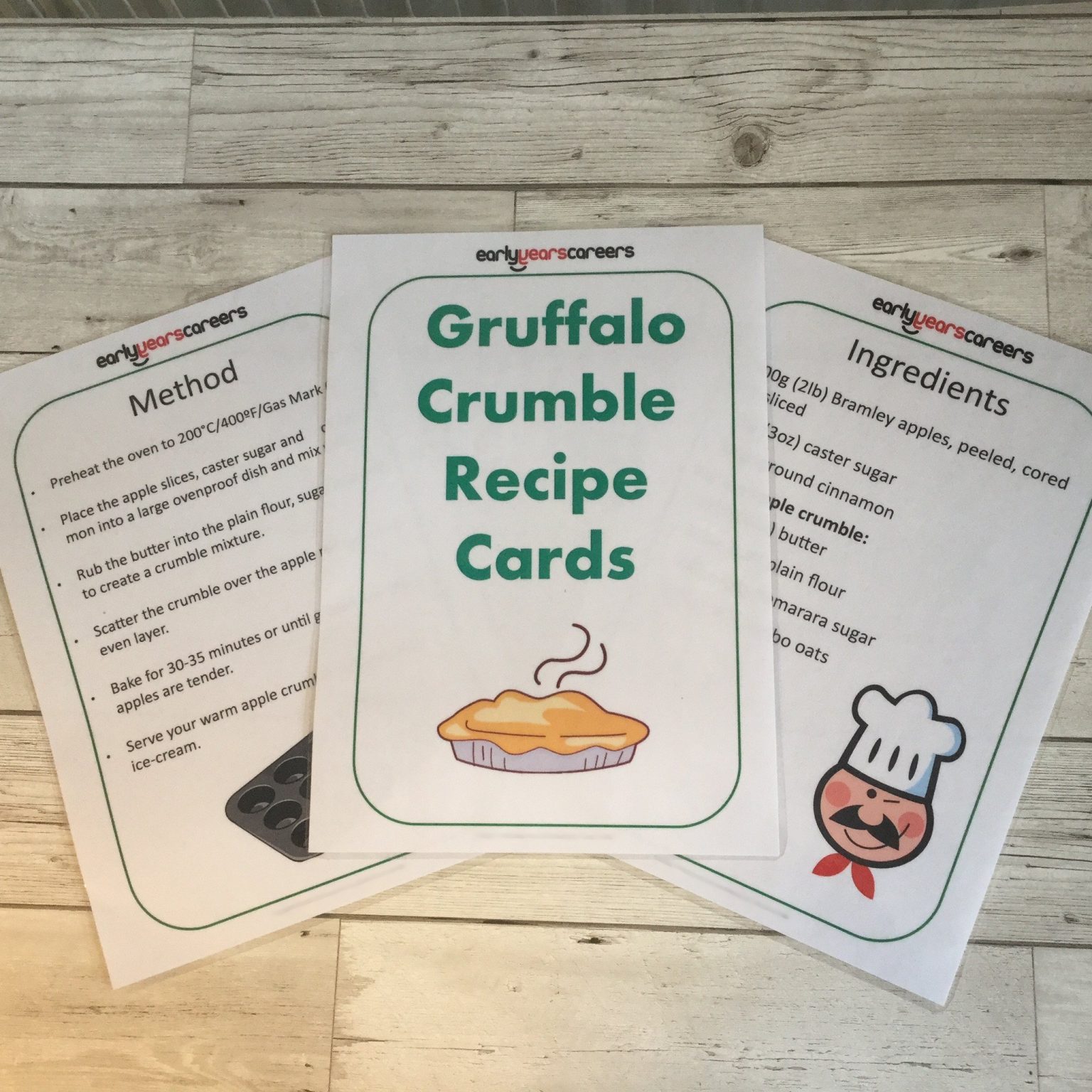Gruffalo Crumble Recipe Cards Piggledots