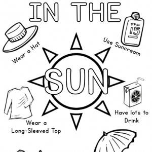 186 Stay Safe In The Sun Colouring Sheet